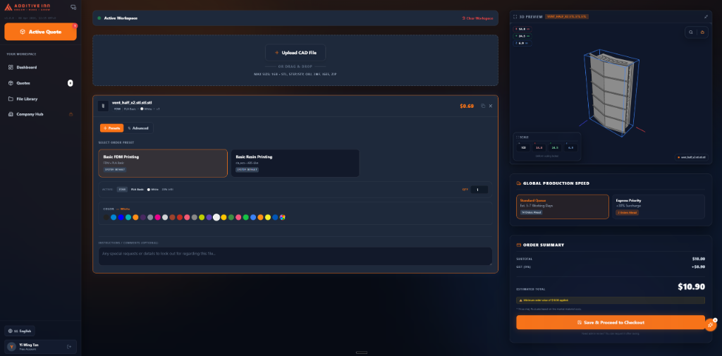 MakeMe - Instant 3D Printing Quote Portal for Additive Inn